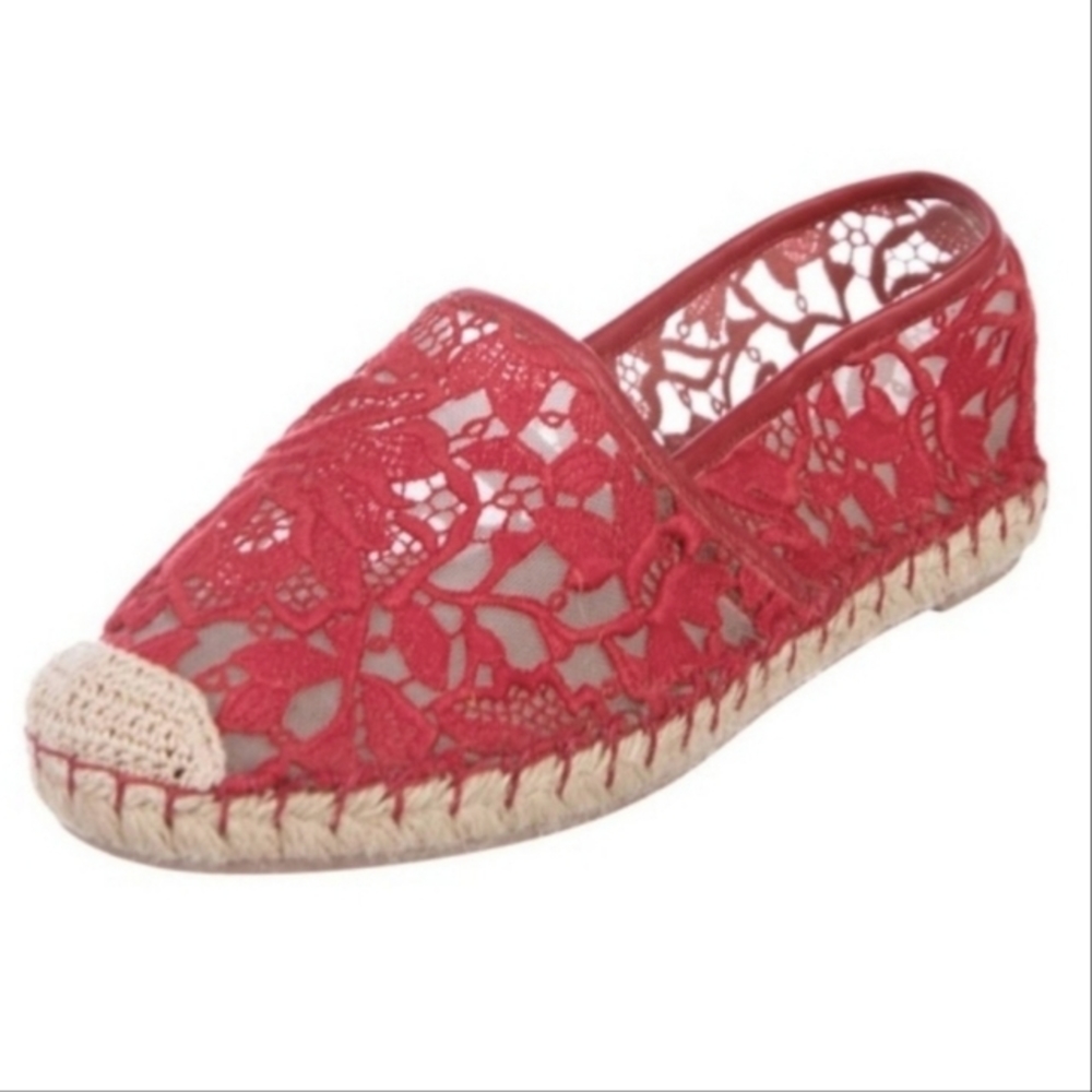 Authentic Valentino Garavani  Lace Pattern Mesh Accents Espadrilles